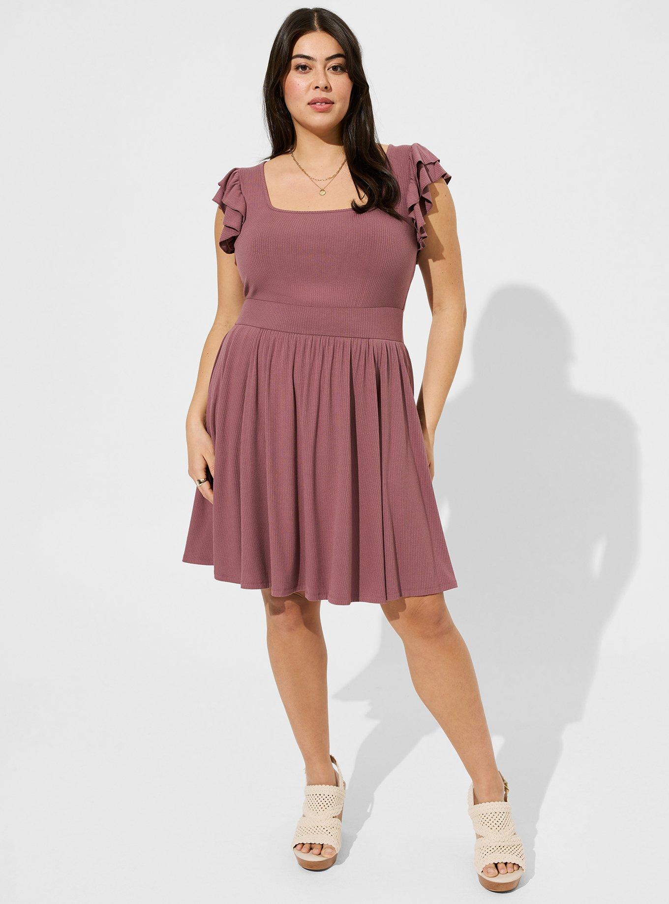 Mini Knit Ruffle Skater Dress