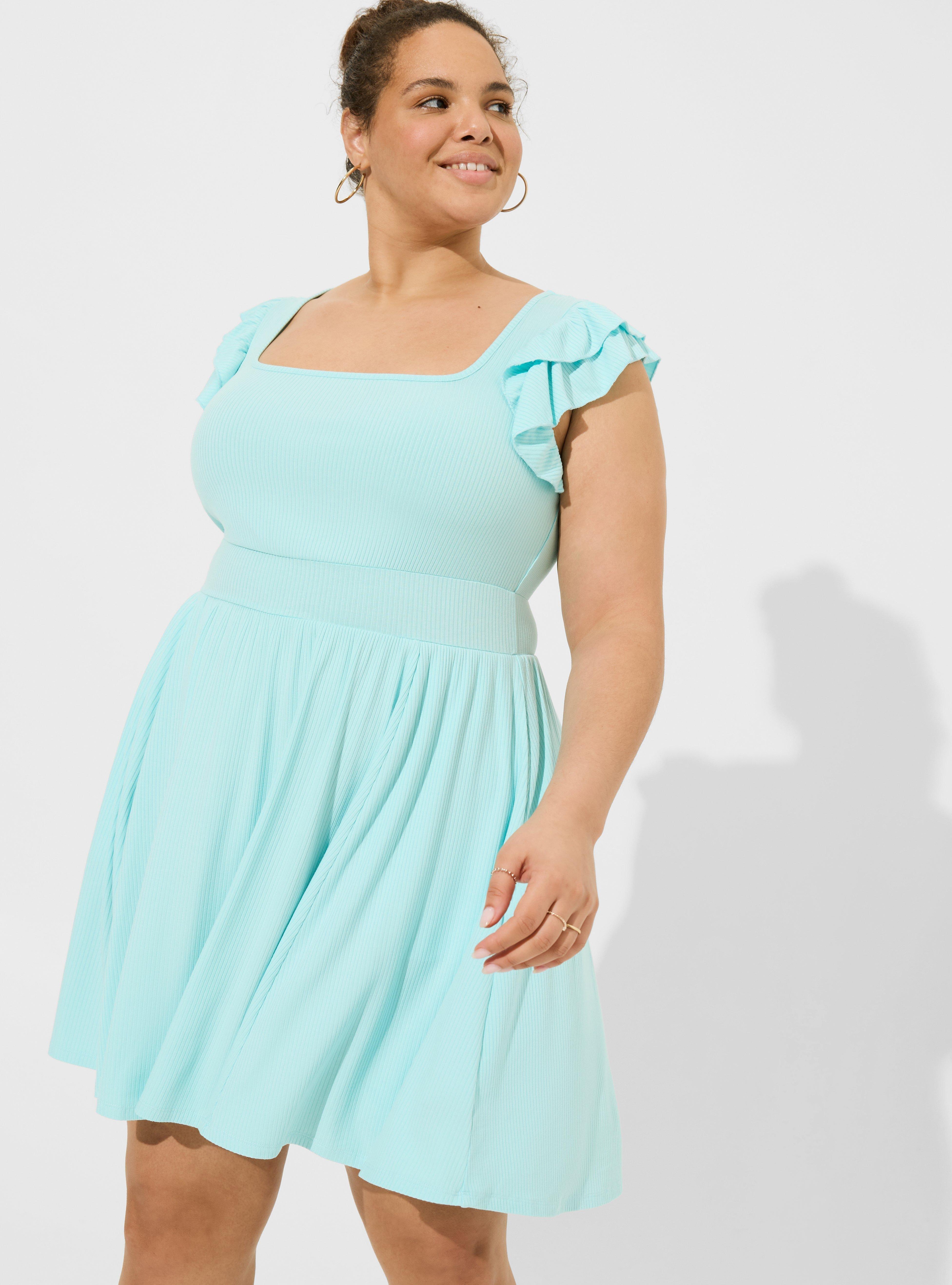 Plus Size - Mini Knit Ruffle Skater Dress - Torrid