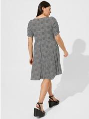Plus Size Mini Studio Knit Cinch Front Skater Dress, SIMPLE GEOS, alternate