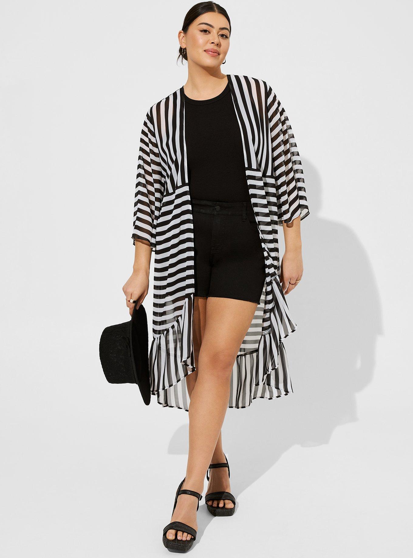 Chiffon Hi Low Print Mix Kimono