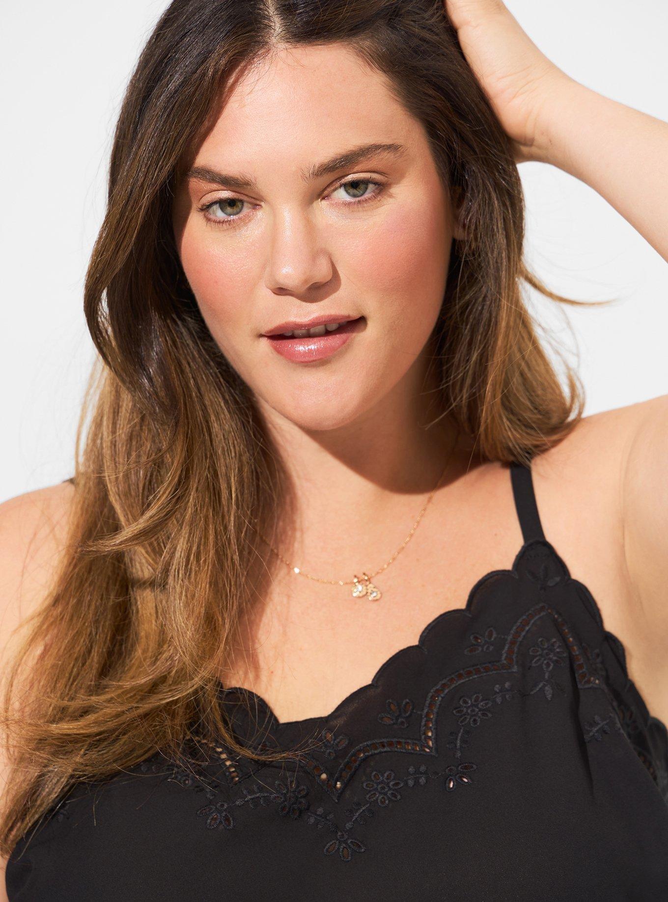 Sophie Georgette Embroidered Cami, DEEP BLACK, alternate