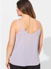 Sophie Georgette Embroidered Cami, LILAC GRAY, alternate