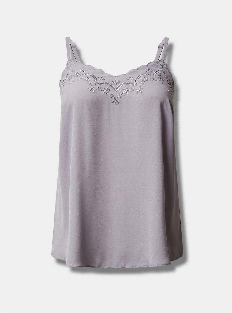 Sophie Georgette Embroidered Cami, LILAC GRAY, hi-res
