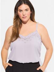 Sophie Georgette Embroidered Cami, LILAC GRAY, hi-res