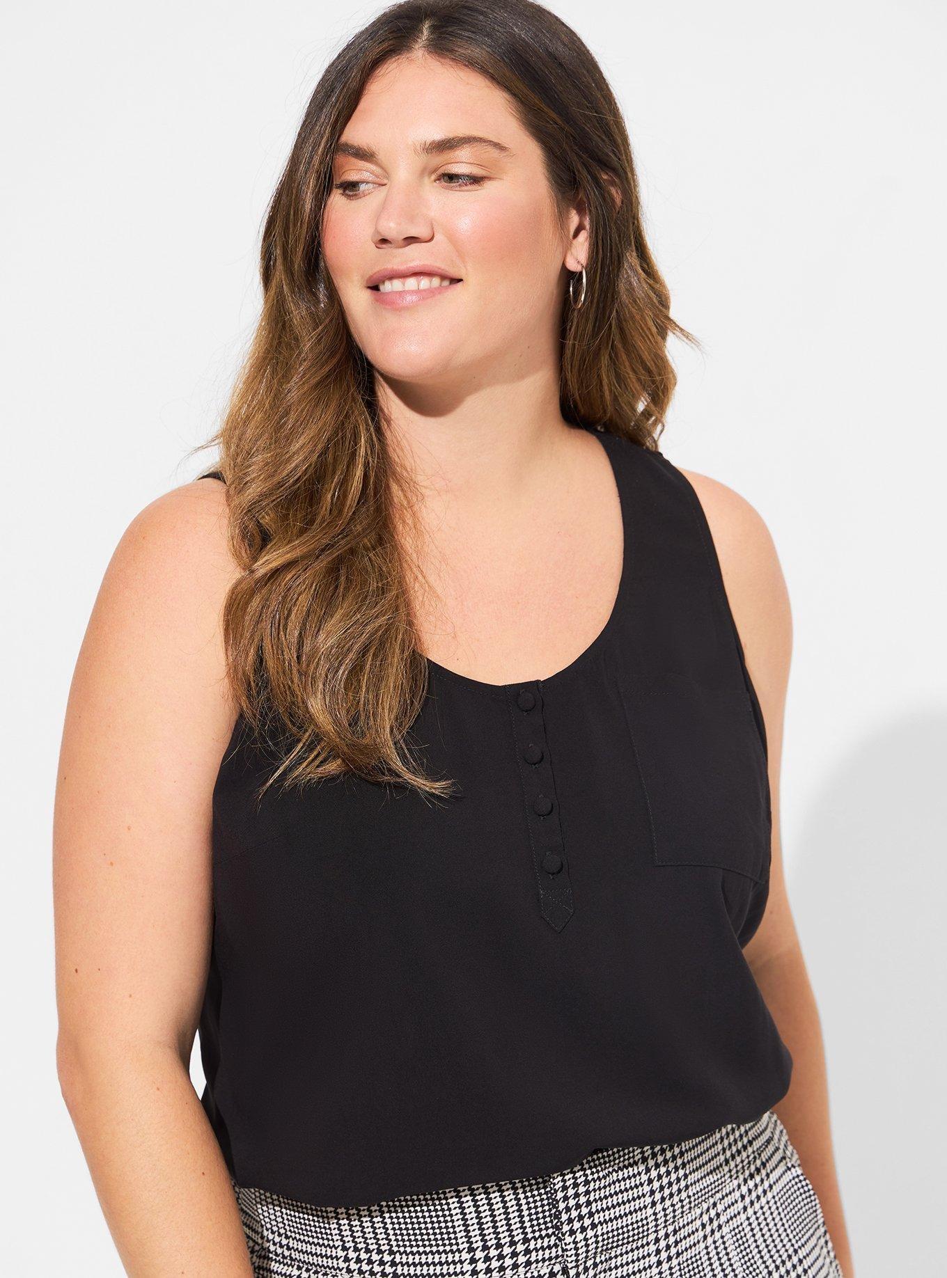 Challis Henley Pocket Sleeveless Tank, DEEP BLACK, alternate