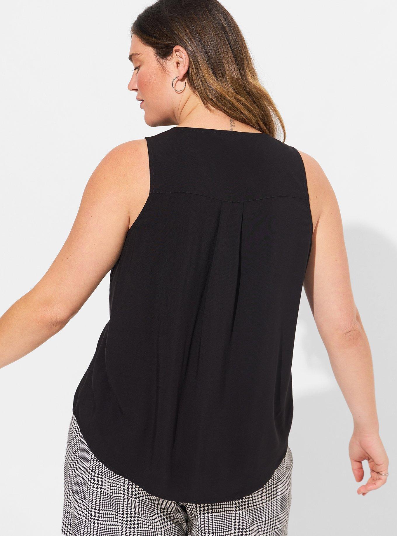 Challis Henley Pocket Sleeveless Tank, DEEP BLACK, alternate