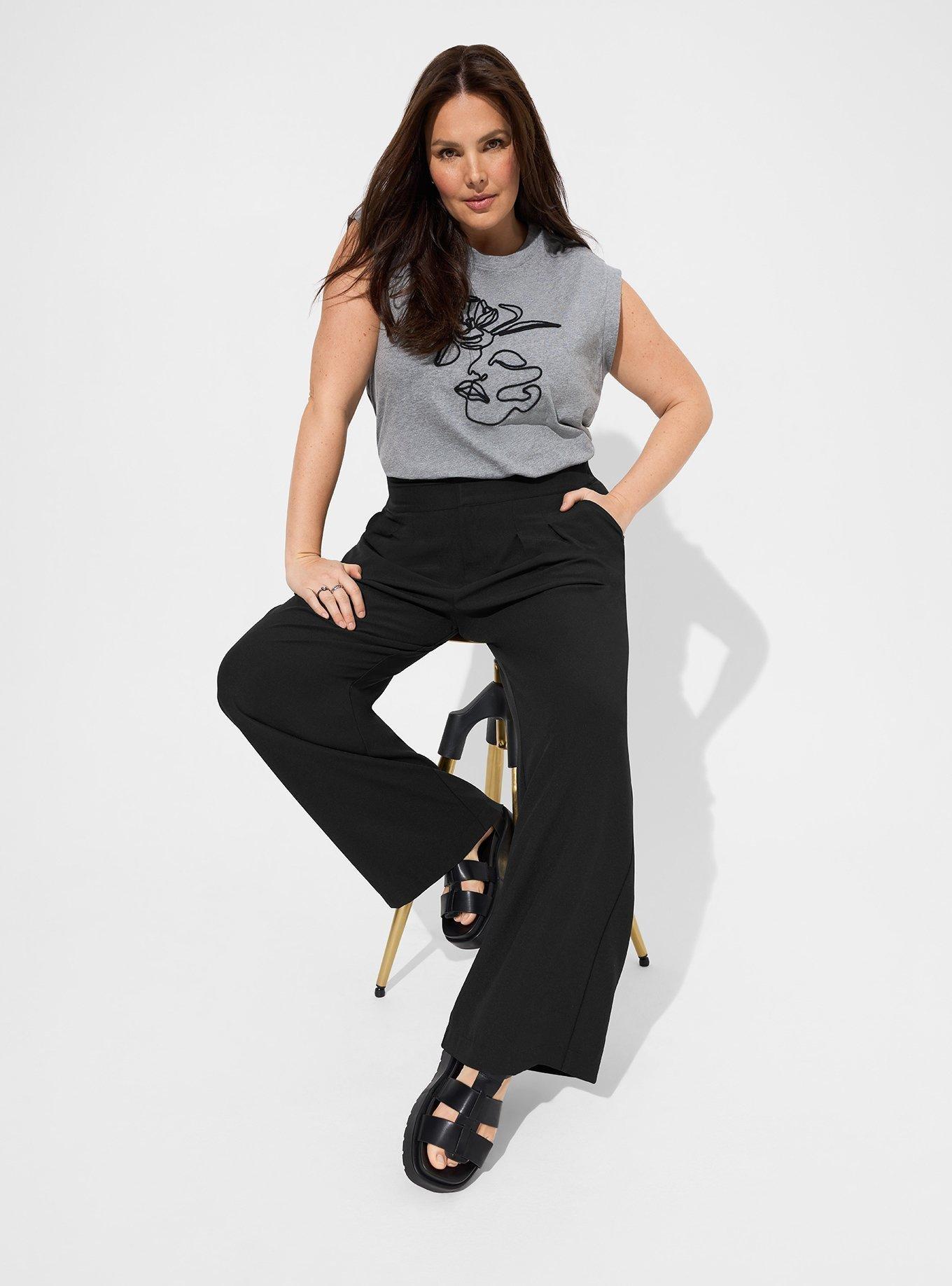 Plus Size - Wide Leg Studio Crepe High Rise Pant - Torrid