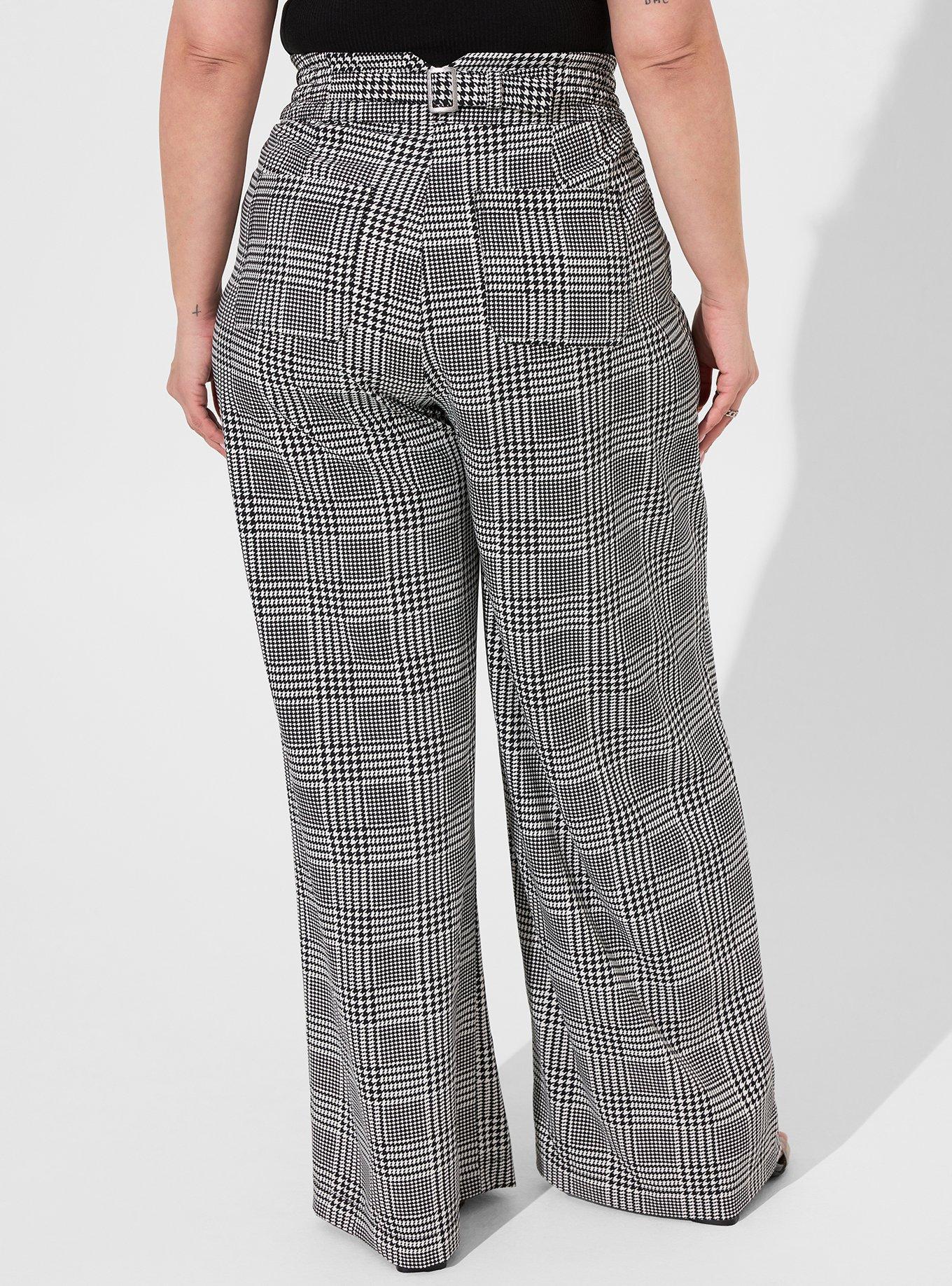 Wide-Leg High-Rise Houndstooth Pants, Regular