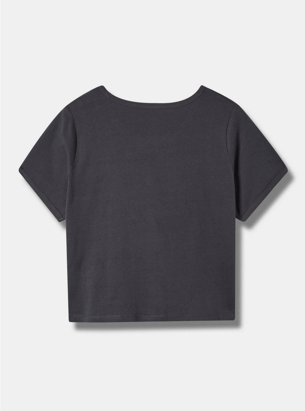 Polaroid Relaxed Fit Cotton Ringer Crop Tee, DEEP BLACK, alternate