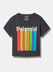 Polaroid Relaxed Fit Cotton Ringer Crop Tee, DEEP BLACK, hi-res