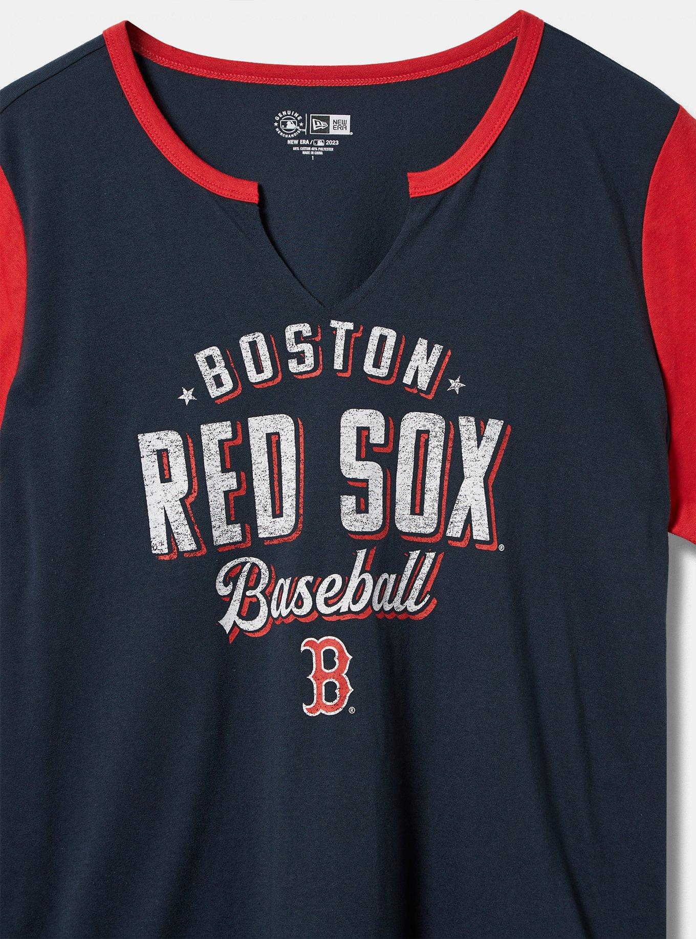 Boston Red Sox Women's Plus Size Notch Neck T-Shirt - White/Navy
