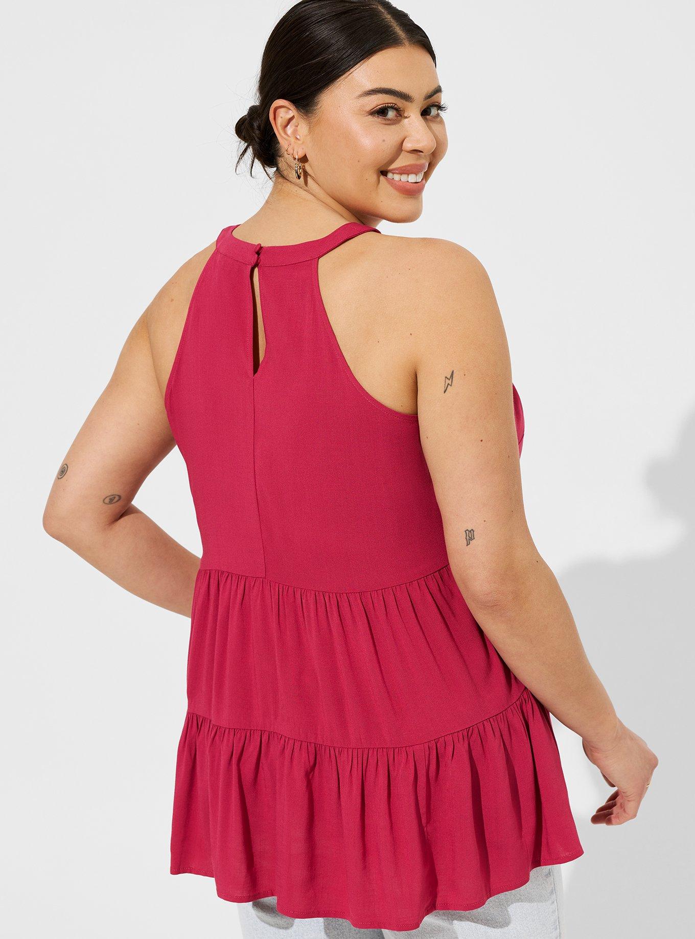 Be Stage Full Size Printed Tiered Sleeveless Top