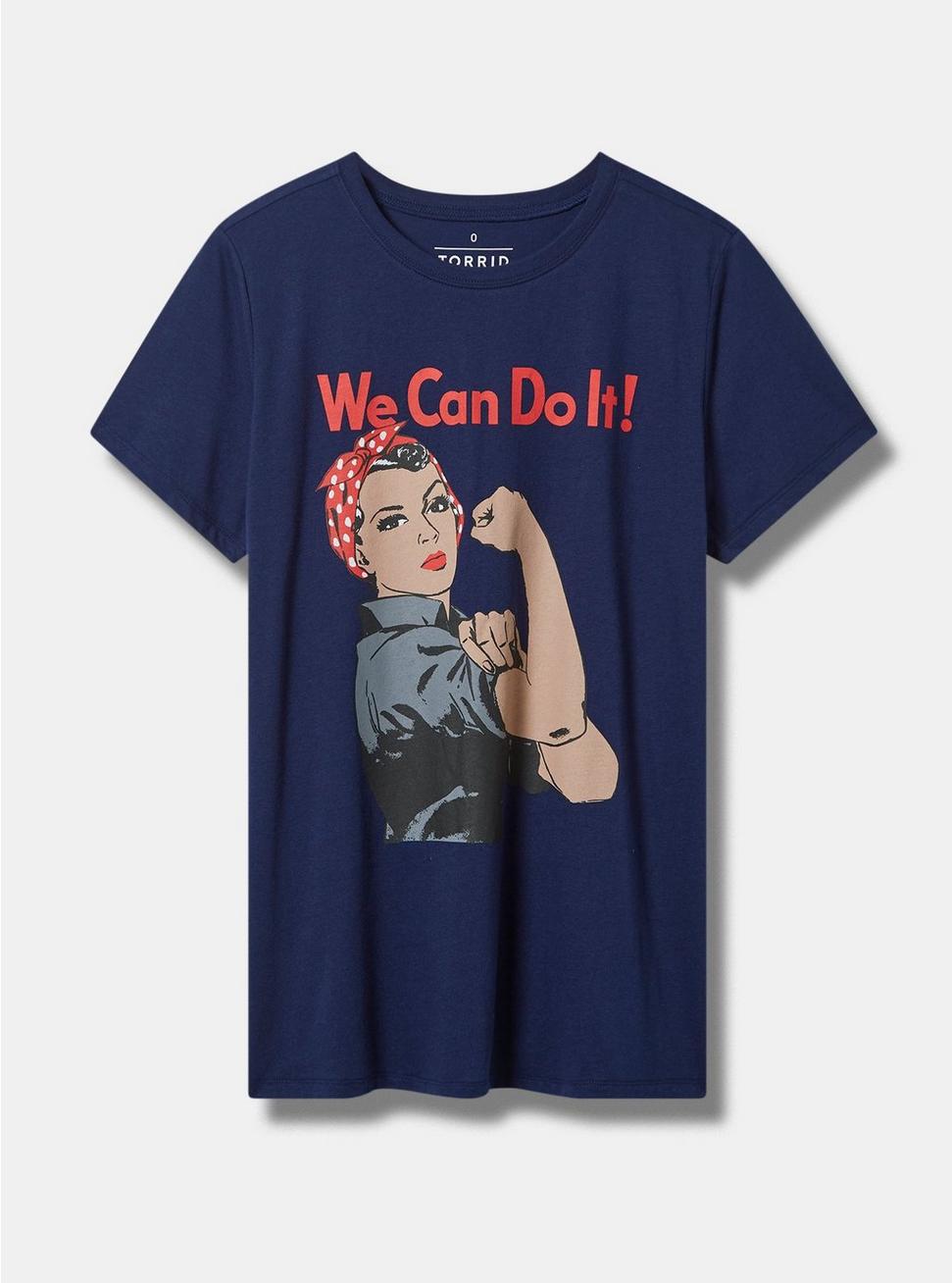Plus Size Rosie The Riveter Classic Fit Cotton Crew Tee, NAVY, hi-res