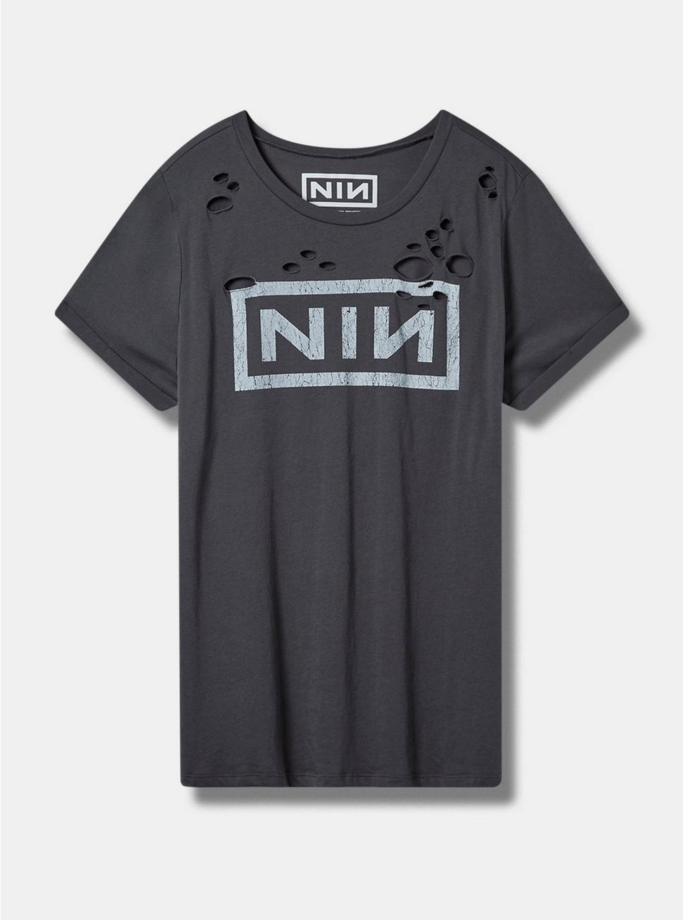 Nine Inch Nails Relaxed Fit Cotton Distressed Tunic Tee, VINTAGE BLACK, hi-res