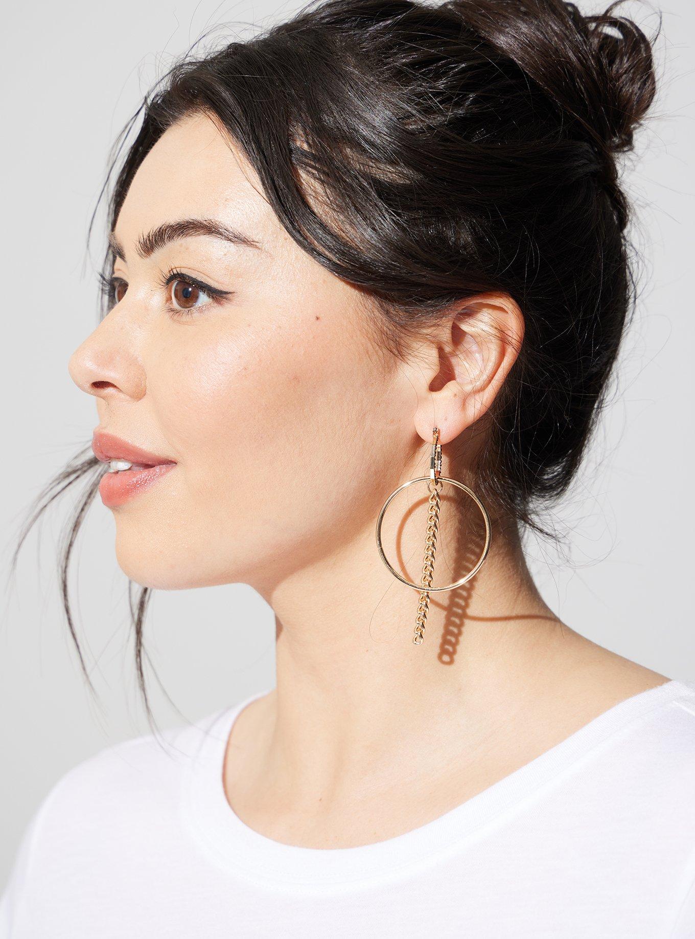 Plus Size Pave And Link Hoop Earring Torrid