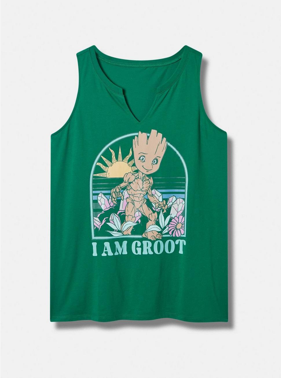 Groot Classic Fit Cotton Notch Tank, GREEN, hi-res