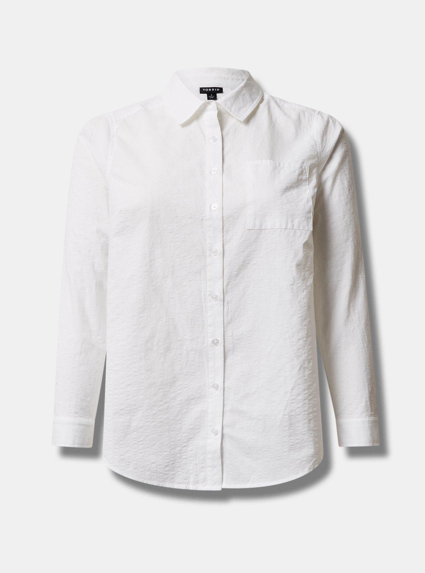 Plus Size - Lizzie Cotton Button-Down Long Sleeve Shirt - Torrid