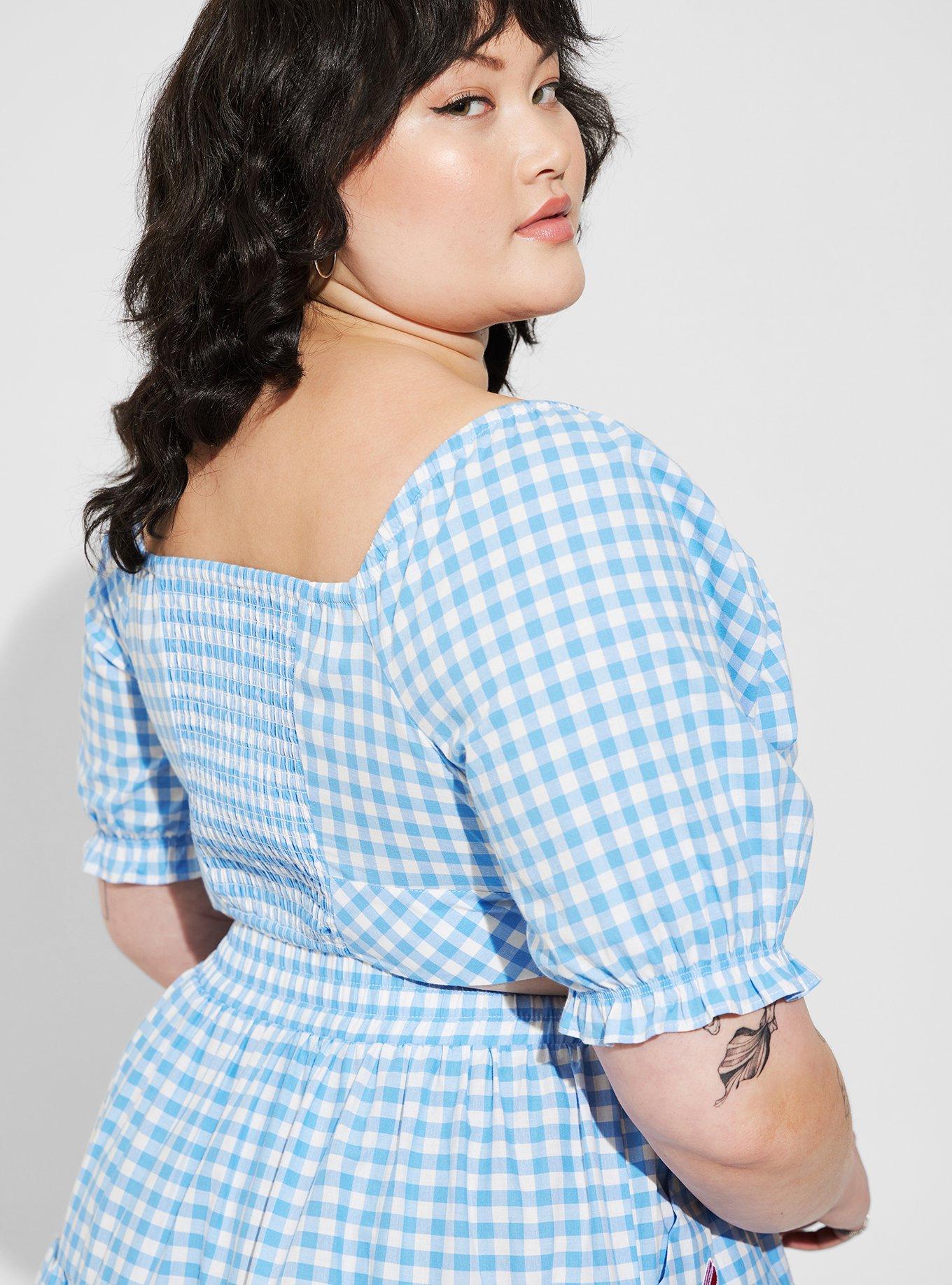 Plus Size - Warner Bros Wizard Of Oz Poplin Puff Sleeve Crop Top