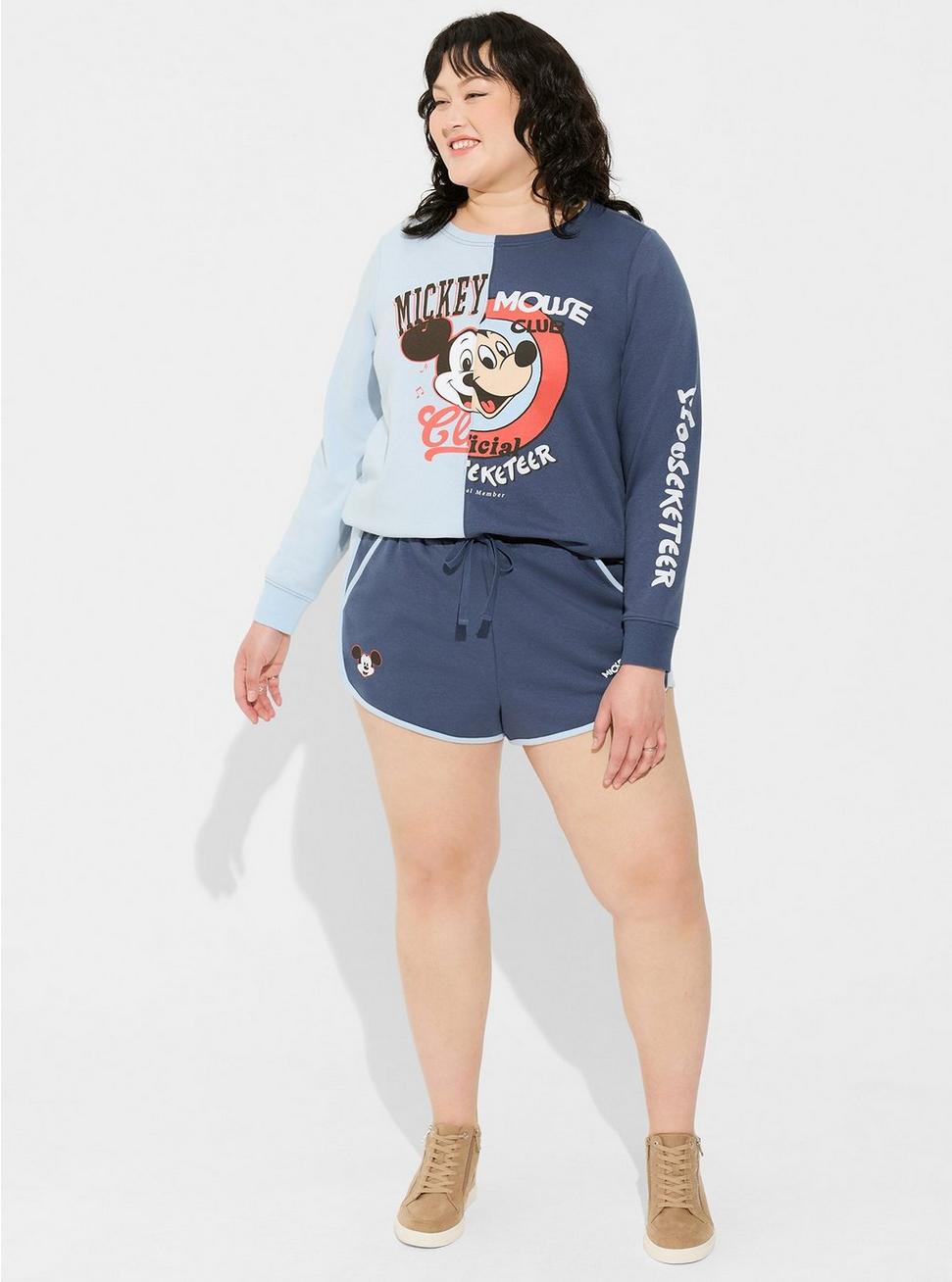 Plus Size Disney Mickey Mouse Club Classic Fit Crew Neck Cozy Fleece Sweatshirt, PEACOAT, alternate