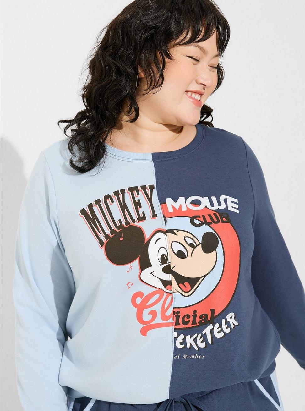Plus Size Disney Mickey Mouse Club Classic Fit Crew Neck Cozy Fleece Sweatshirt, PEACOAT, hi-res