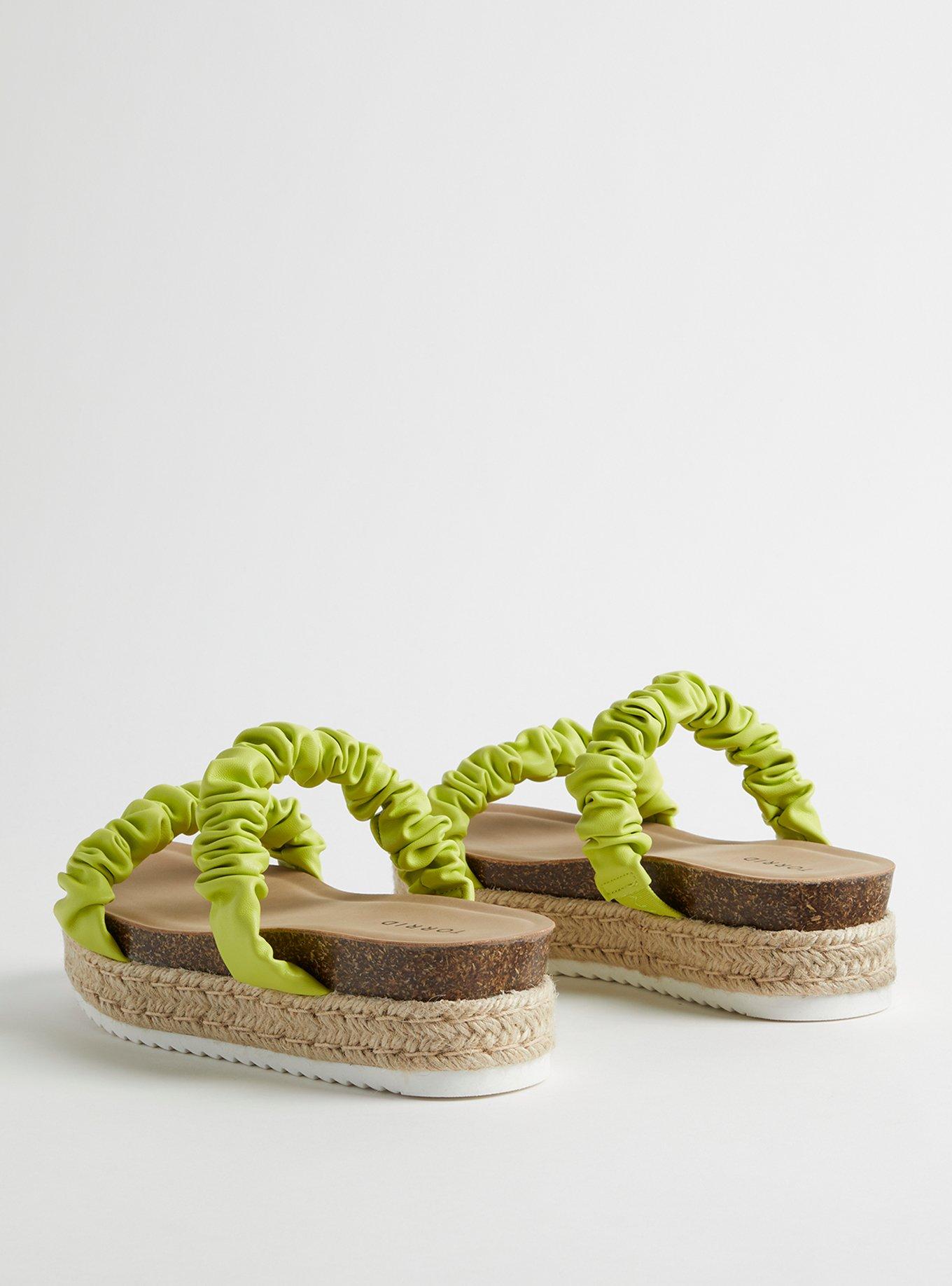 Plus Size Double Band Espadrille Platform Slide (WW), NEON GREEN, alternate