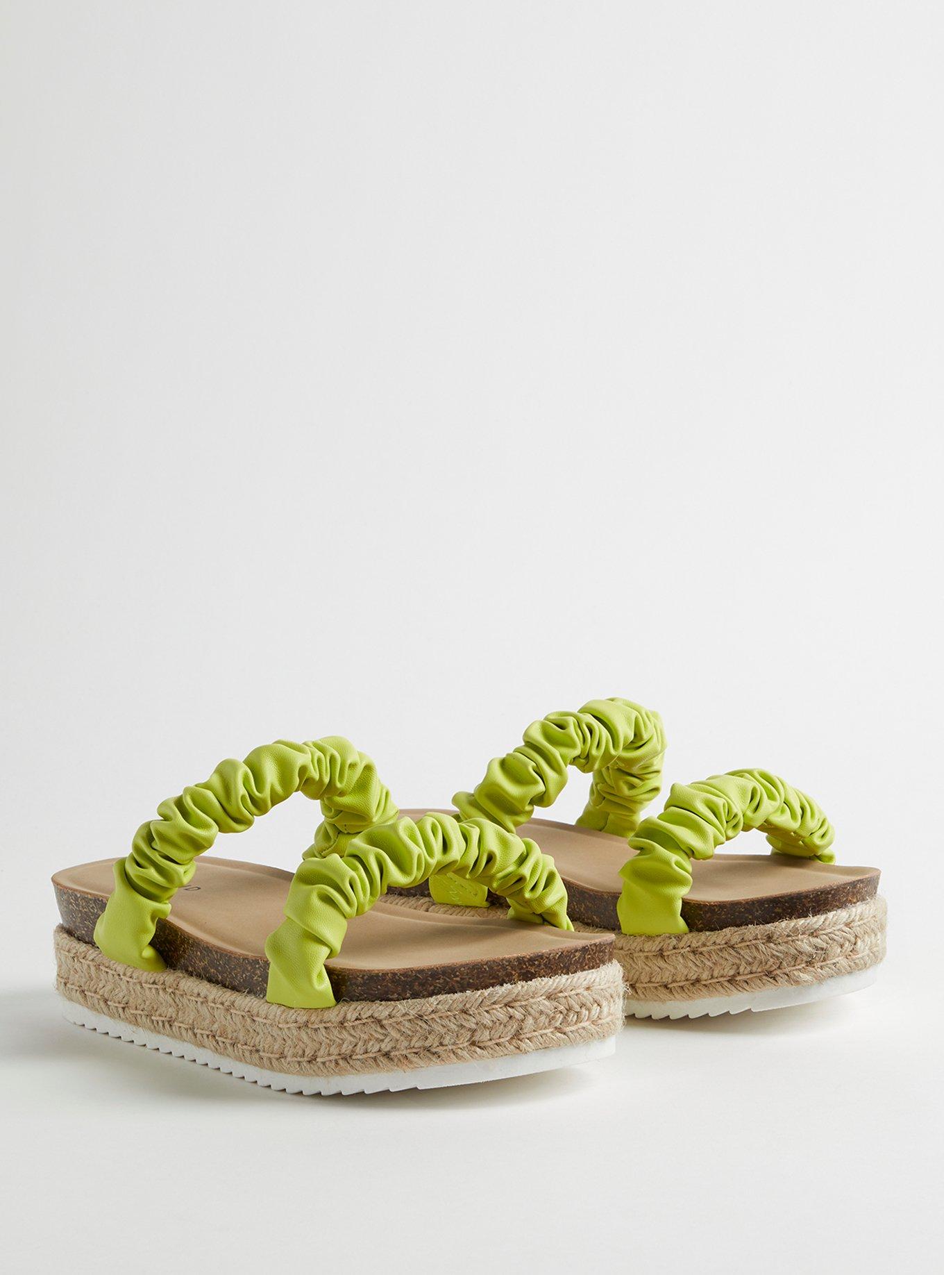 Plus Size Double Band Espadrille Platform Slide (WW), NEON GREEN, hi-res