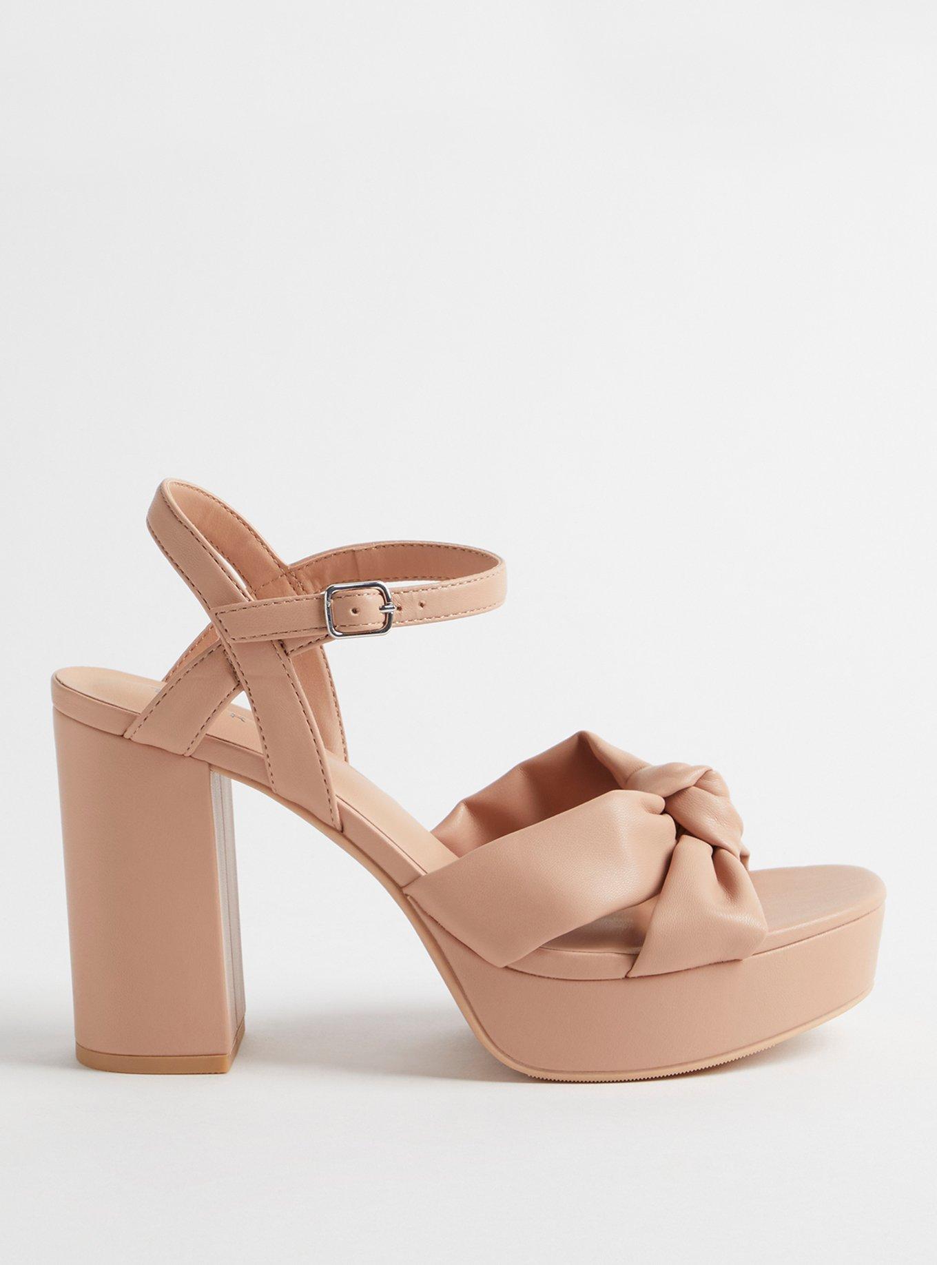 Soft Knot Heeled Platform (WW), BEIGE, alternate