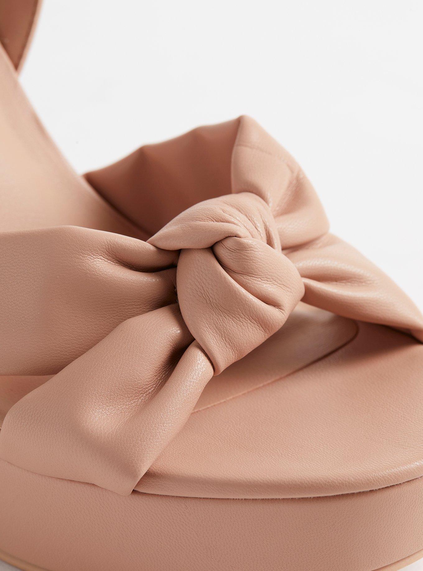 Soft Knot Heeled Platform (WW), BEIGE, alternate