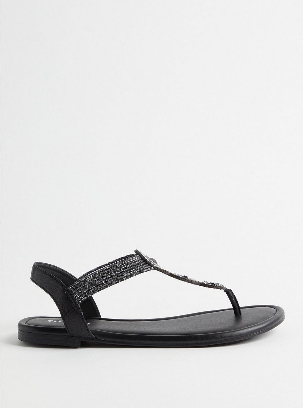 Plus Size Amulet T-Strap Sandal (WW), BLACK, alternate