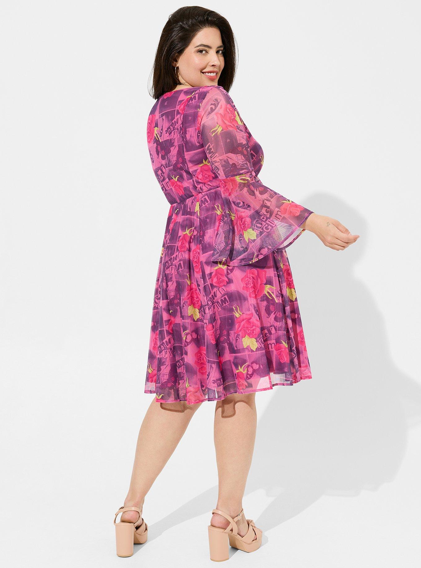 Plus Size Betsey Johnson Mini Bell Sleeve Dress, MULTI, alternate