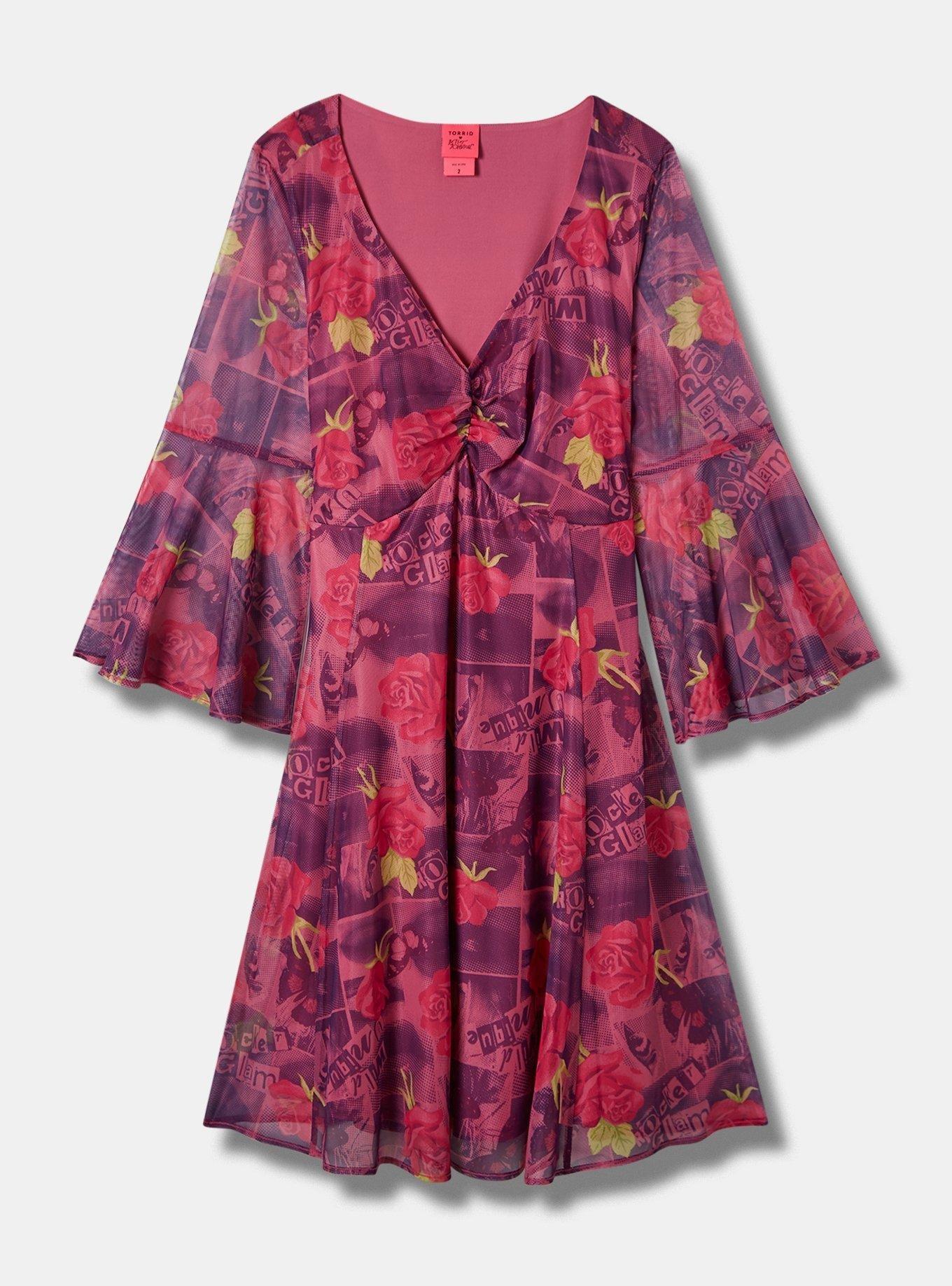 Betsey Johnson Mini Bell Sleeve Dress, MULTI, hi-res