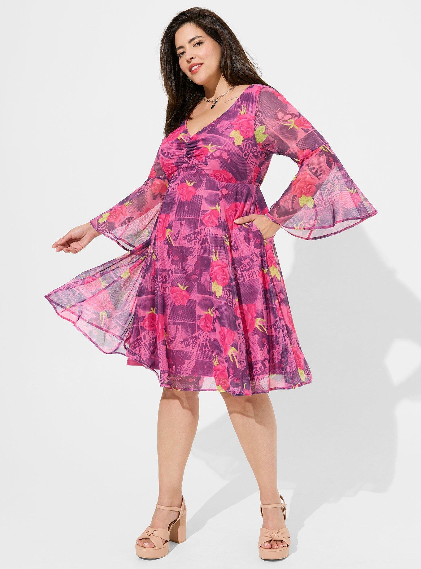 Betsey Johnson Mini Bell Sleeve Dress, MULTI, hi-res