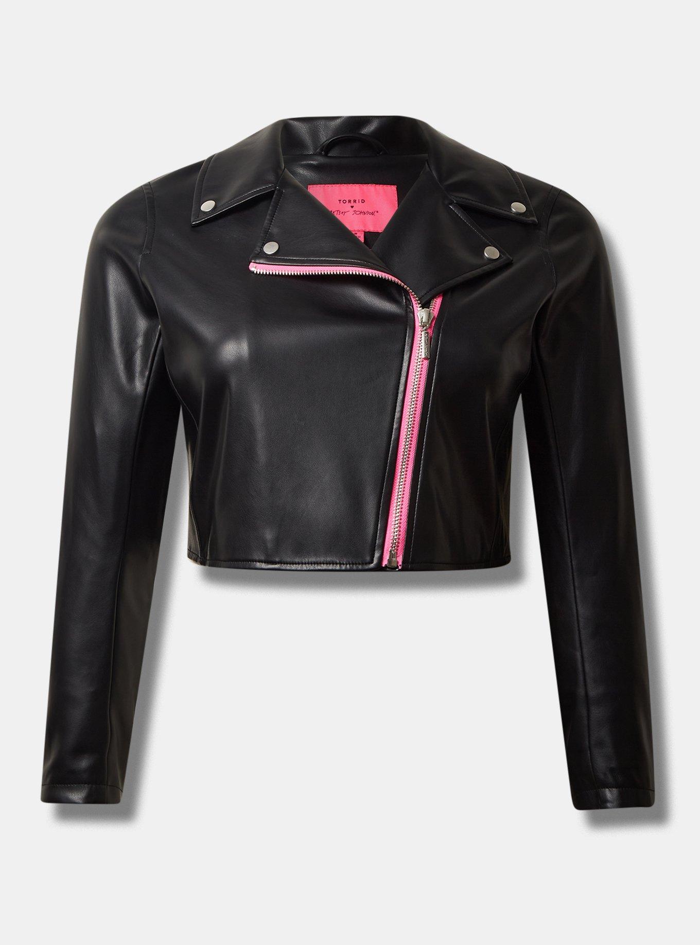 Plus Size - Betsey Johnson Faux Leather Crop Moto Jacket - Torrid