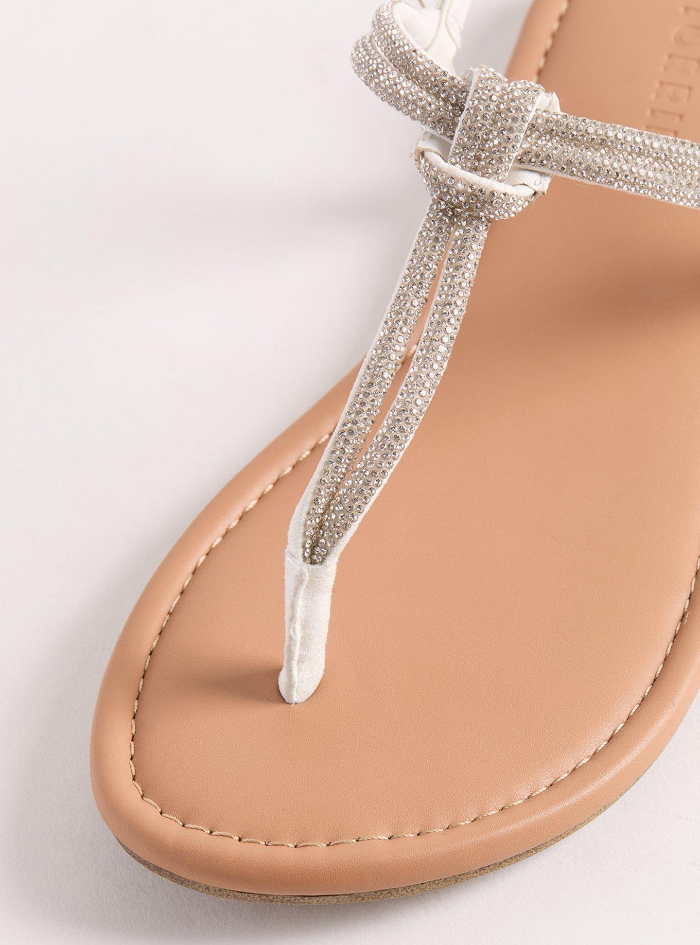 Embellished Knot T-Strap Sandal (WW), WHITE, alternate