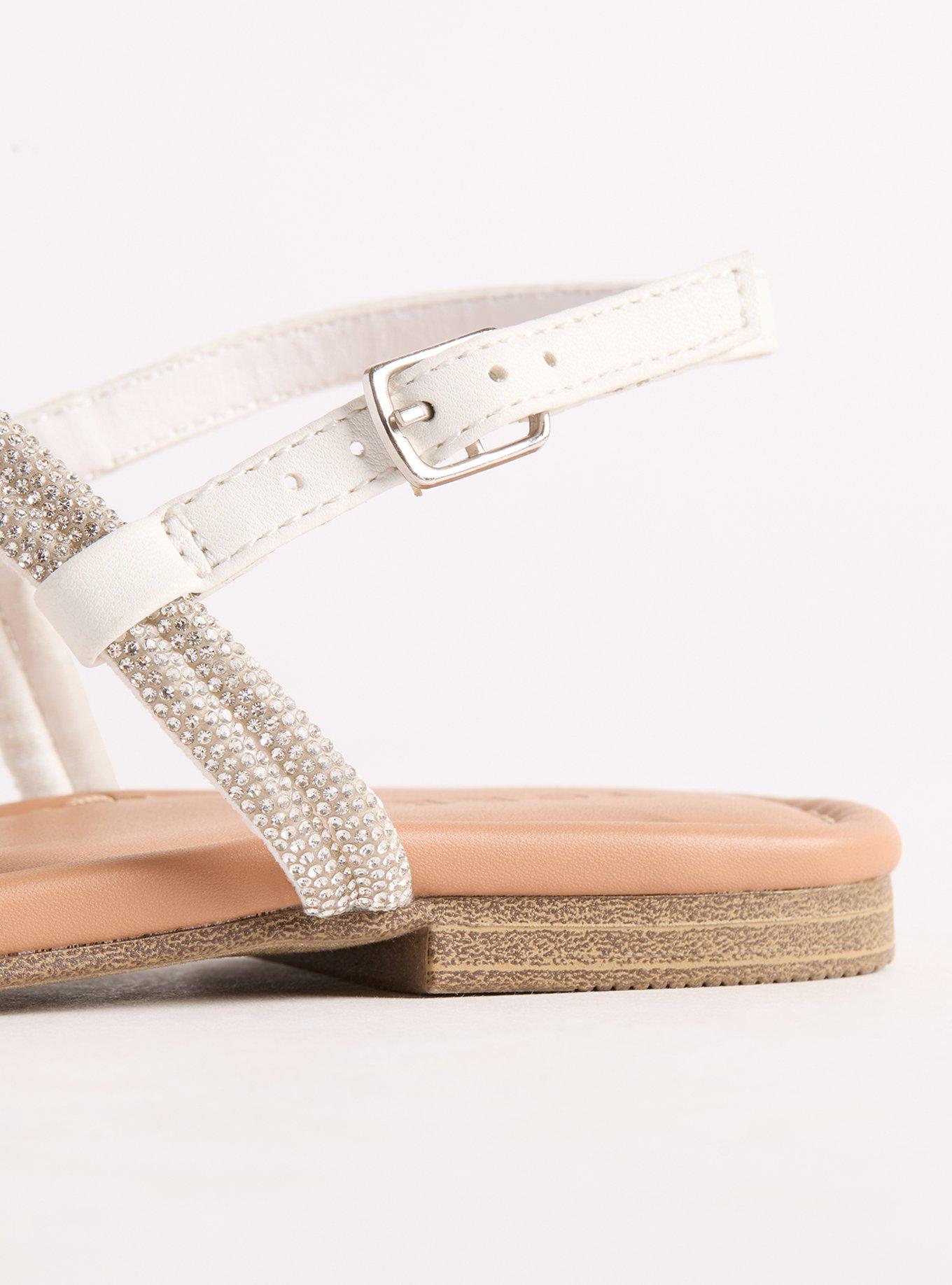 Embellished Knot T-Strap Sandal (WW), WHITE, alternate