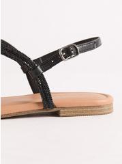 Embellished Knot T-Strap Sandal (WW), BLACK, alternate
