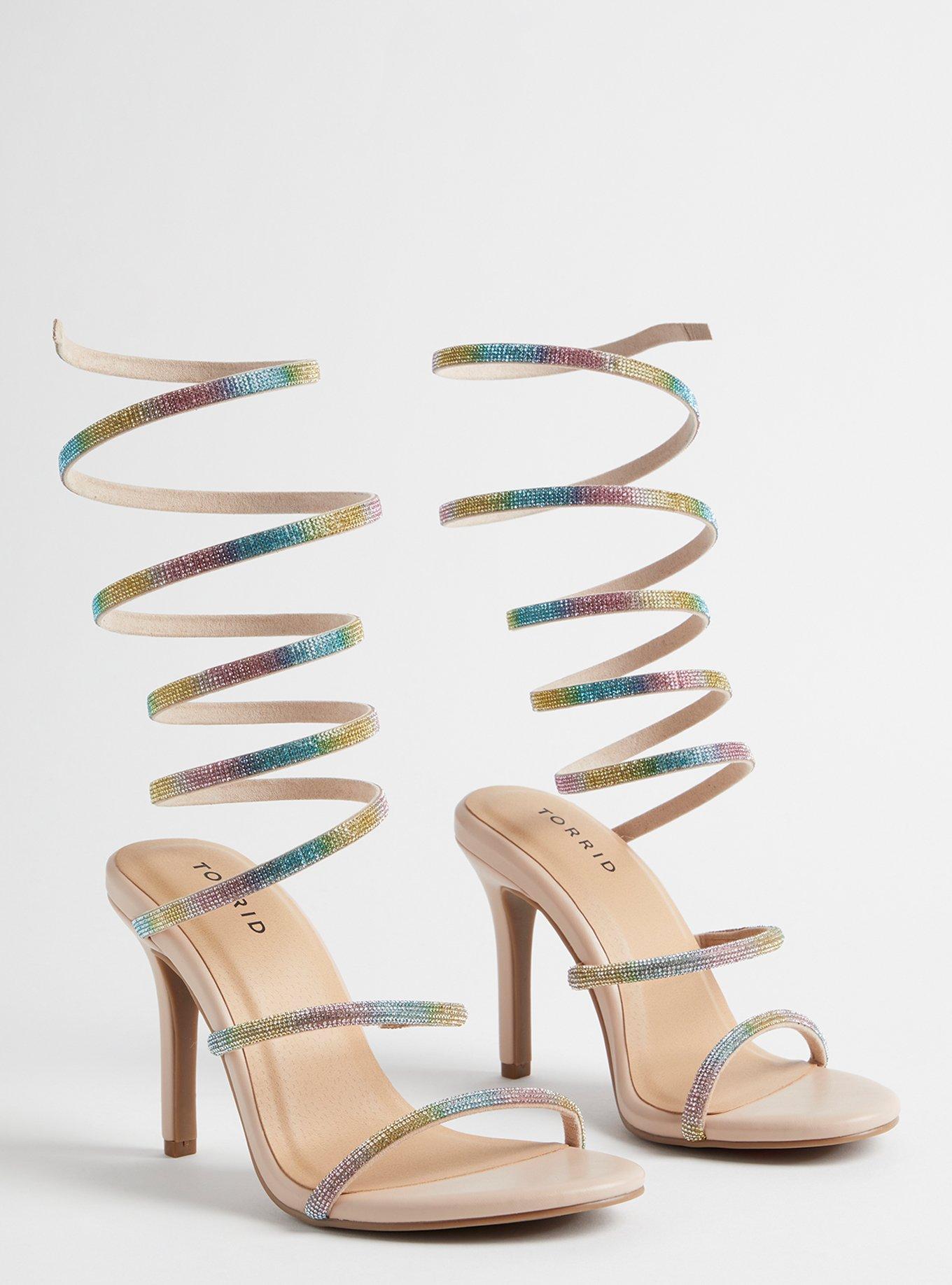 Plus Size Lace Up Embroidered Heel Sandal WW Torrid