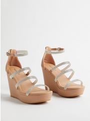 Plus Size Lucite Multi Strap Wedge (WW), CLEAR, hi-res