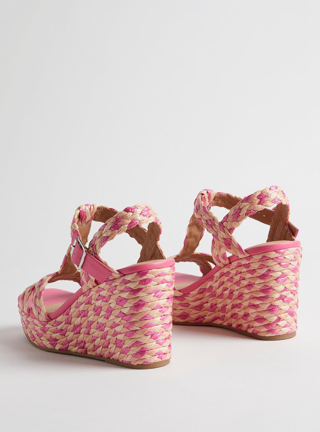 T-Strap Platform Raffia Wedge (WW