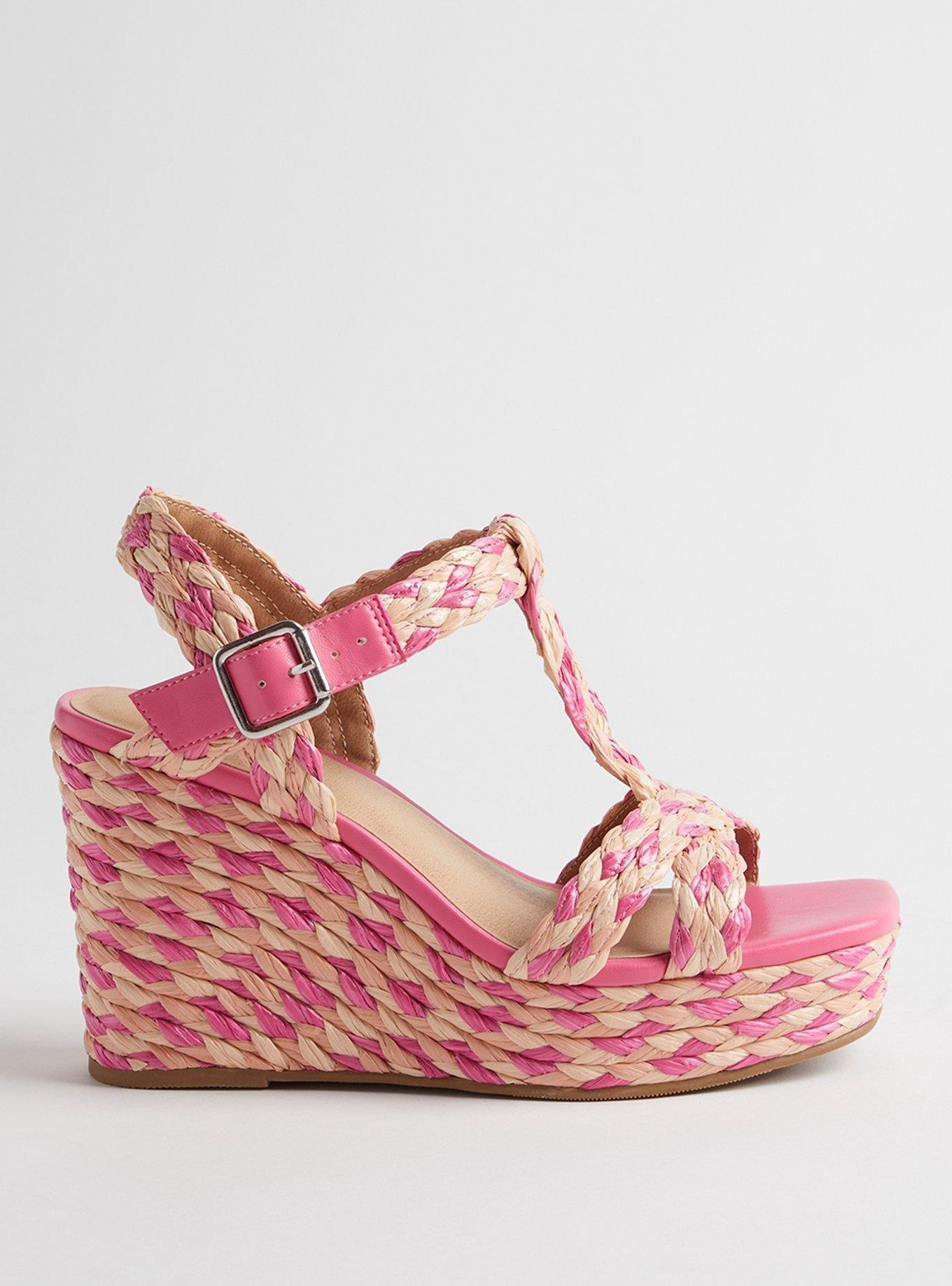 T-Strap Platform Raffia Wedge (WW