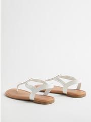 Pearl Detail T-Strap Sandal (WW), WHITE, alternate