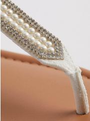 Plus Size Pearl Detail T-Strap Sandal (WW), WHITE, alternate