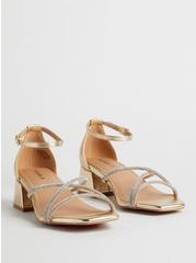 Embellished Block Heel Sandal (WW), GOLD, hi-res