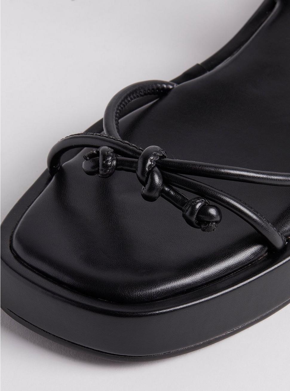 Tie Ankle Strappy Flatform Sandal (WW), BLACK, alternate