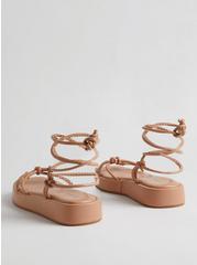 Plus Size Tie Ankle Strappy Flatform Sandal (WW), CAMEL, alternate