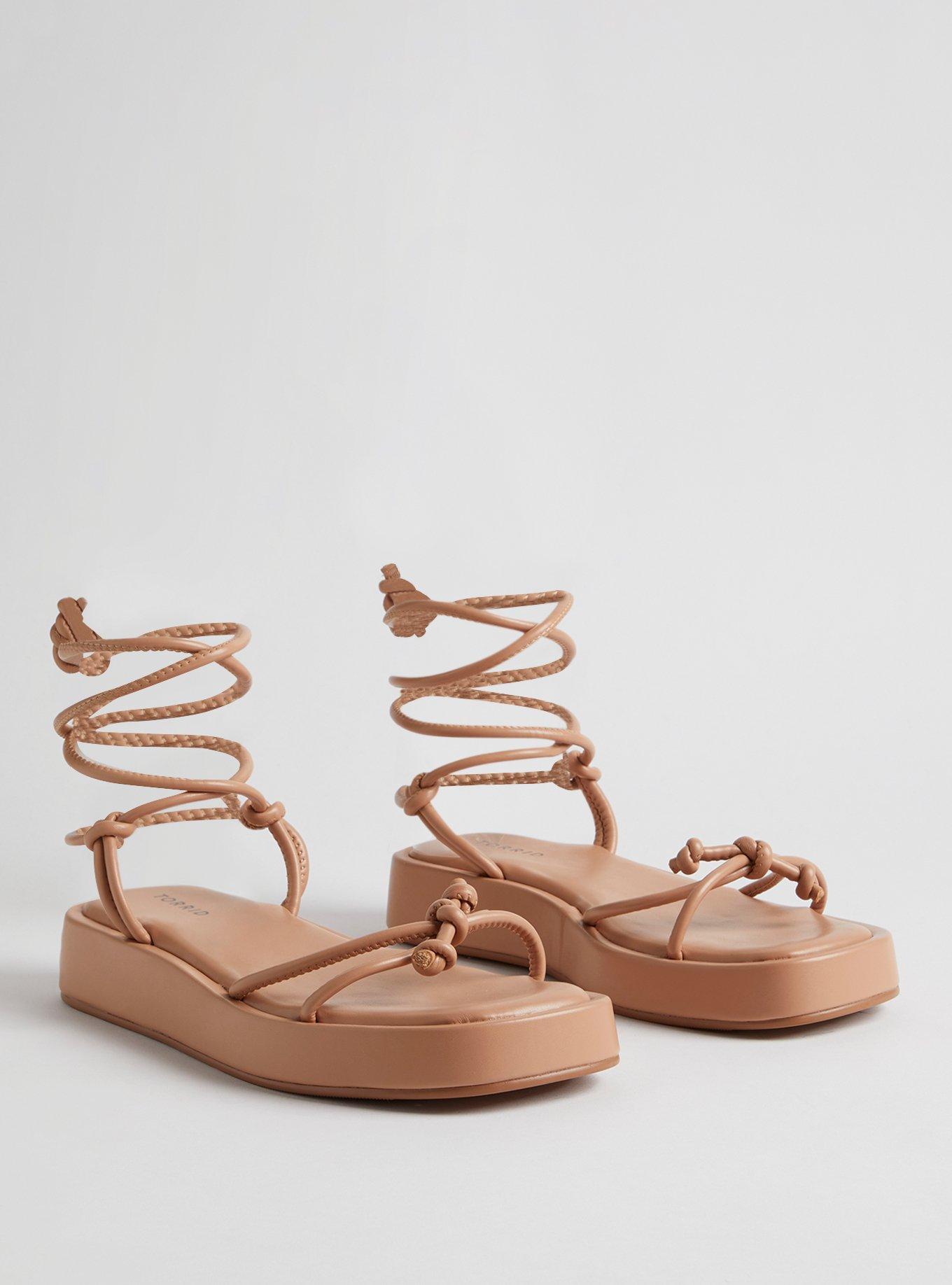 Tie Ankle Strappy Flatform Sandal (WW