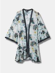 Plus Size Textured Chiffon Midi Ruffle Kimono, FLORAL CLOUD DANCER, hi-res