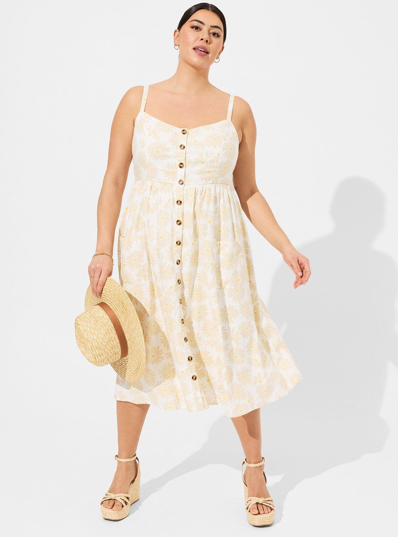knee length dresses for ladies Loose Linen Dress Jane with Pockets, Midi Length Dress main image 1