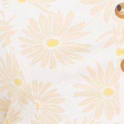 Midi Linen Pocket Button Front Sundress, FLORAL - WHITE, swatch