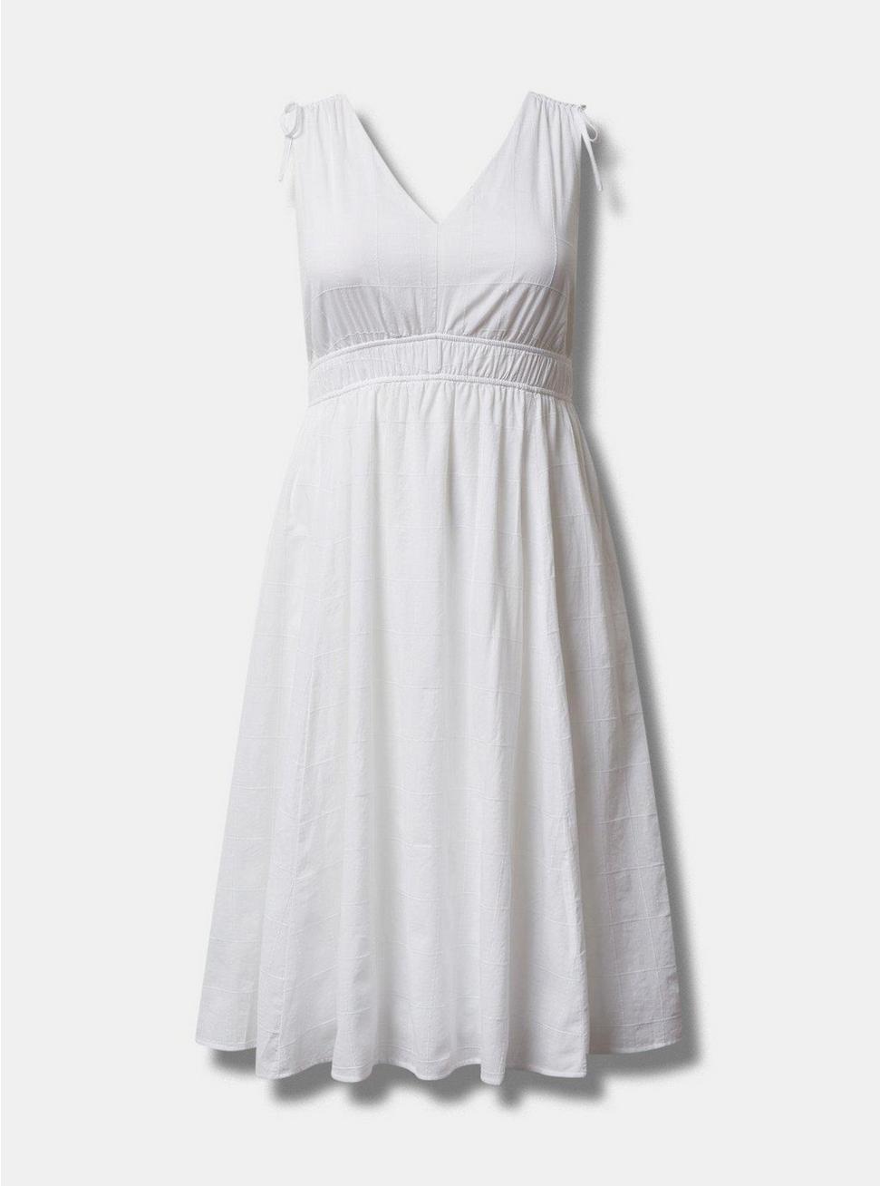 Midi Voile Tie Sleeve Dress, BRIGHT WHITE, hi-res